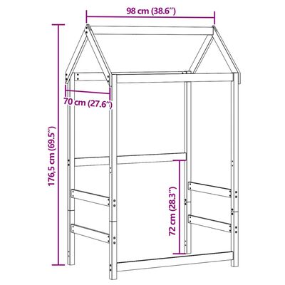 vidaXL Tak till barnsäng 98x70x176,5 cm massiv furu