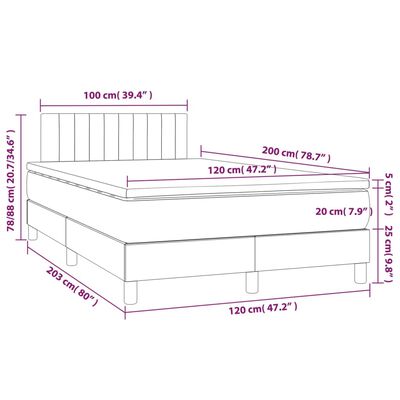 vidaXL Ramsäng med madrass ljusgrå 120x200 cm sammet