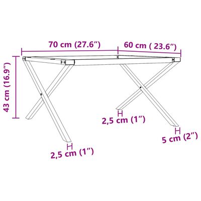 vidaXL Bordsben för soffbord X-ram 70x60x43 cm gjutjärn