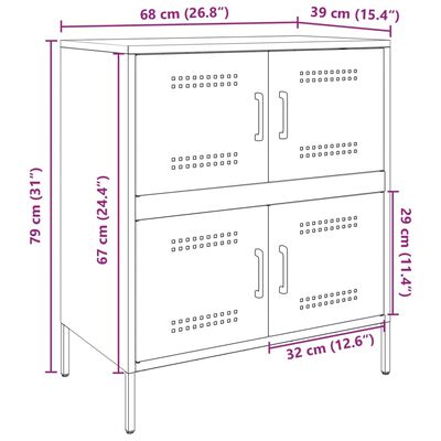 vidaXL Skänk vit 68x39x79 cm stål