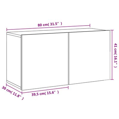 vidaXL Väggmonterad tv-bänk sonoma-ek 80x30x41 cm