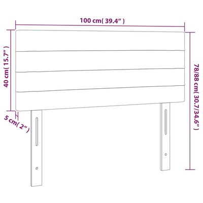 vidaXL Sänggavel mörkgrå 100x5x78/88 cm sammet