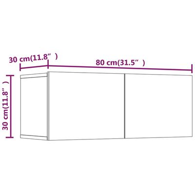 vidaXL TV-bänkar 2 st rökfärgad ek 80x30x30 cm konstruerat trä