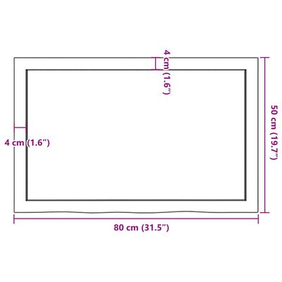 vidaXL Bordsskiva 80x50x(2-6) cm obehandlad massiv ek