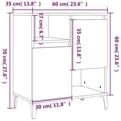 vidaXL Skänk 3 st betonggrå 60x35x70 cm konstruerat trä