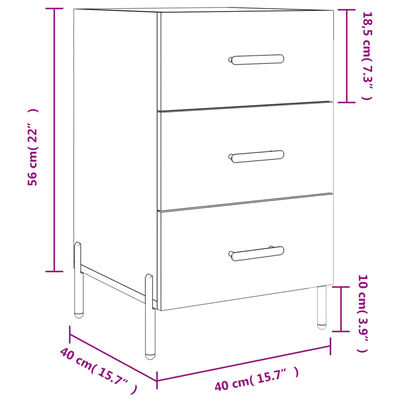 vidaXL Sängbord vit högglans 40x40x66 cm konstruerat trä