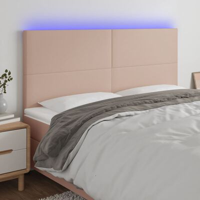 vidaXL Sänggavel LED cappuccino 160x5x118/128 cm konstläder