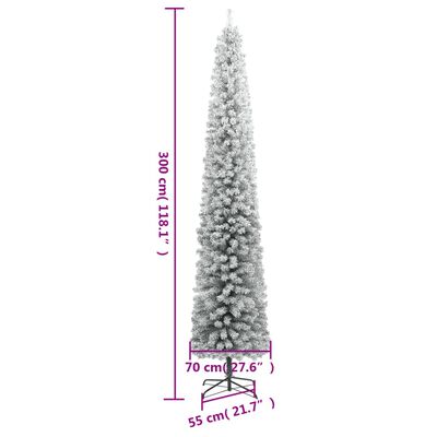 vidaXL Smal julgran med stativ och snö 300 cm PVC