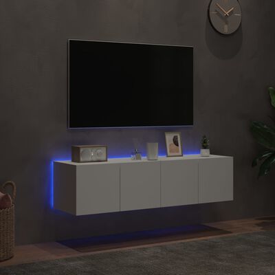 vidaXL Väggmonterad tv-bänk LED 2 st vit 60x35x31 cm