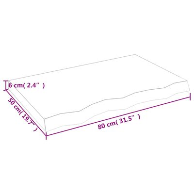 vidaXL Vägghylla mörkbrun 80x50x(2-6) cm behandlad massiv ek