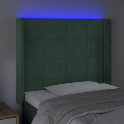 vidaXL Sänggavel LED mörkgrön 83x16x118/128 cm sammet