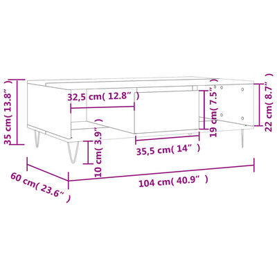 vidaXL Soffbord brun ek 104x60x35 cm konstruerat trä