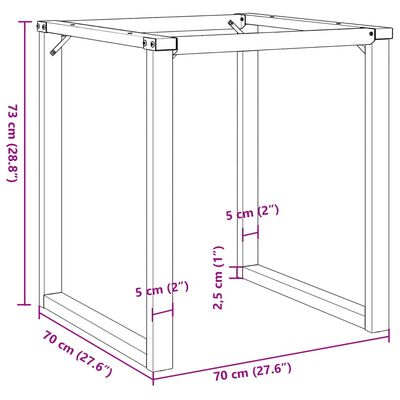 vidaXL Bordsben för matbord O-ram 70x70x73 cm gjutjärn