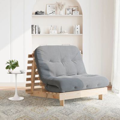 vidaXL Futonbäddsoffa med madrass 100x206x11 cm massiv furu