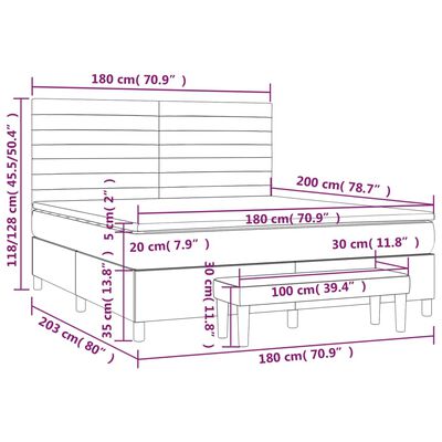 vidaXL Ramsäng med madrass mörkbrun 180x200 cm tyg