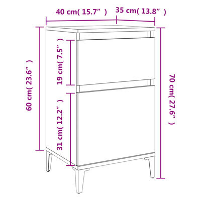 vidaXL Sängbord brun ek 2 st 40x35x70 cm