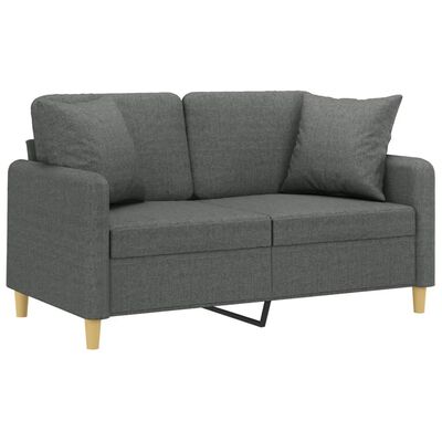 vidaXL 2-sits soffa med prydnadskuddar mörkgrå 120 cm tyg