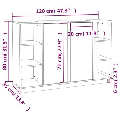 vidaXL Skänk honungsbrun 120x35x80 cm massiv furu