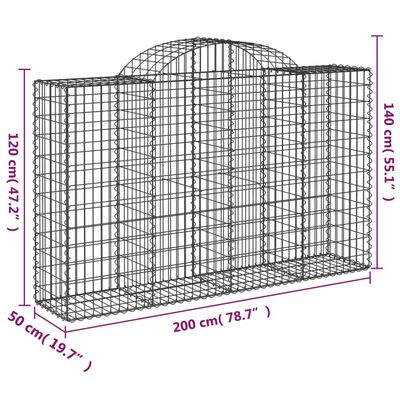 vidaXL Gabioner bågformade 9 st 200x50x120/140 cm galvaniserat järn