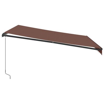 vidaXL Markis manuellt infällbar med LEDs brun 400x350 cm