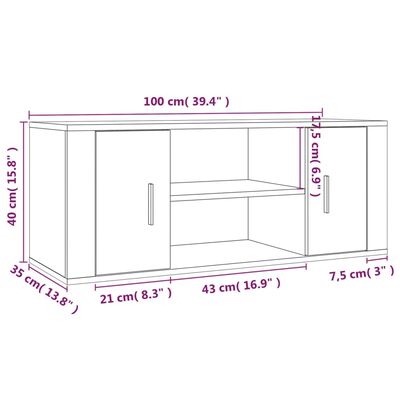 vidaXL TV-bänk grå sonoma 100x35x40 cm konstruerat trä