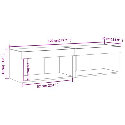 vidaXL Tv-bänk med LED-belysning 2 st vit 60x30x30 cm