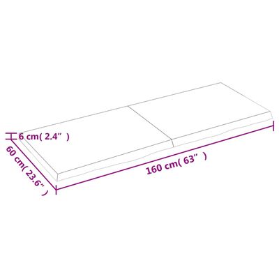 vidaXL Bordsskiva mörkbrun 160x60x(2-6) cm behandlad massiv ek