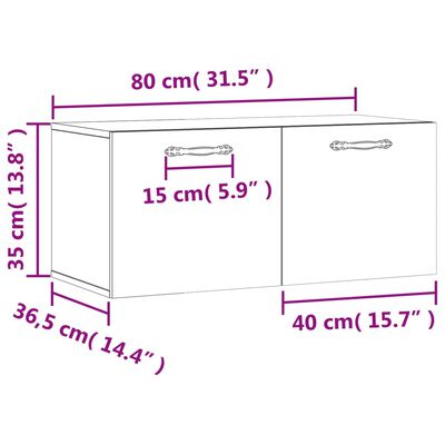 vidaXL Väggskåp svart 80x36,5x35 cm konstruerat trä