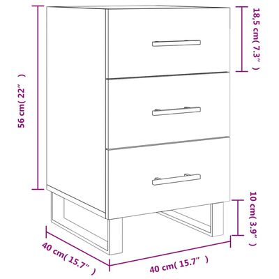 vidaXL Sängbord rökfärgad ek 40x40x66 cm konstruerat trä