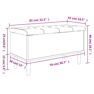 vidaXL Förvaringsbänk brun ek 82x42x46 cm konstruerat trä