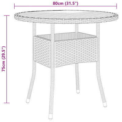 vidaXL Trädgårdsbord Ø80x75 cm akaciaträ och konstrotting svart