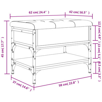 vidaXL Skobänk sonoma-ek 62x42x45 cm konstruerat trä