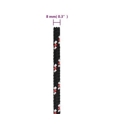 vidaXL Båtlina svart 8 mm 250 m polypropylen