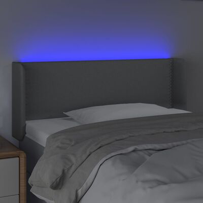 vidaXL Sänggavel LED ljusgrå 93x16x78/88 cm tyg