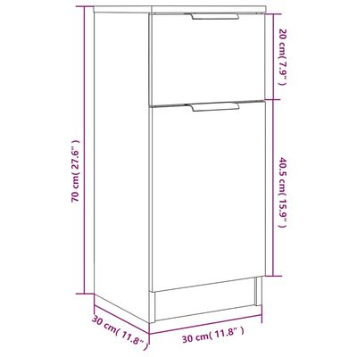 vidaXL Förvaringsskåp vit högglans 30x30x70 cm konstruerat trä