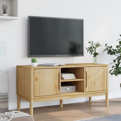 vidaXL Tv-bänk FLORO vaxbrun 114x43x55 cm massiv furu