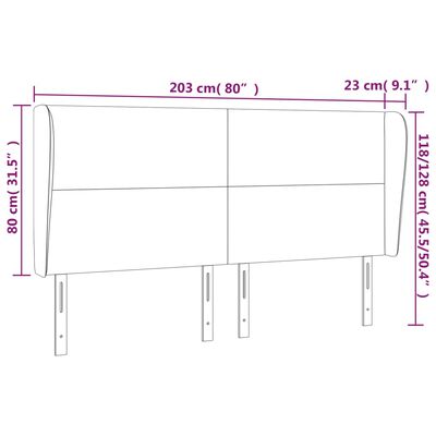 vidaXL Sänggavel med kanter blå 203x23x118/128 cm tyg