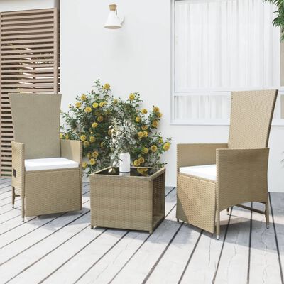 vidaXL Loungegrupp för trädgården 3 delar beige konstrotting&stål