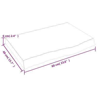 vidaXL Bänkskiva badrum mörkbrun 60x40x(2-6) cm behandlat massivt trä