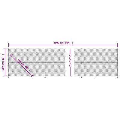 vidaXL Gunnebostängsel med stolpsko silver 1,6x25 m