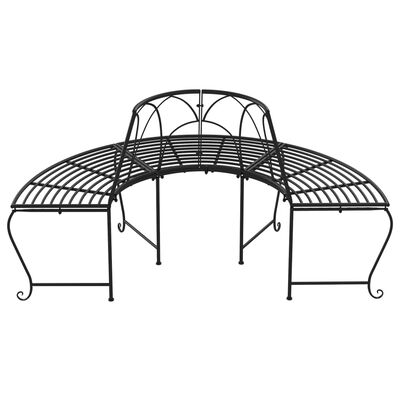 vidaXL Halvrund trädbänk Ø159 cm svart stål