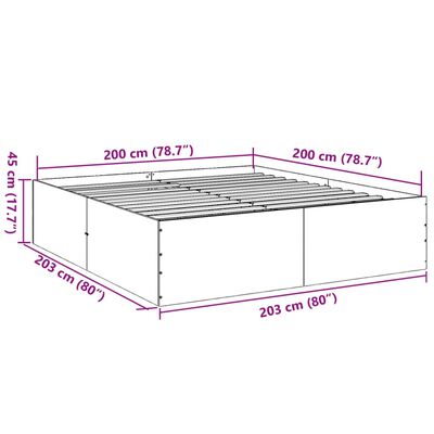 vidaXL Sängram svart 200x200 cm konstruerat trä