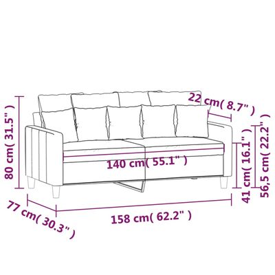 vidaXL Soffa 2-sits brun 140 cm sammet