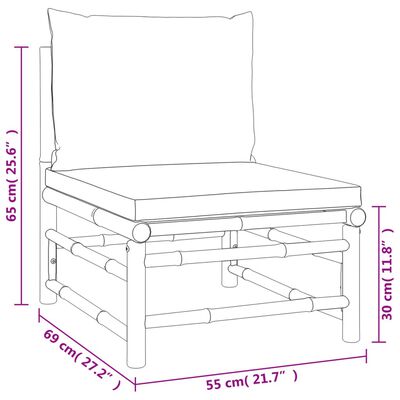 vidaXL Loungegrupp 4 delar taupe dynor bambu