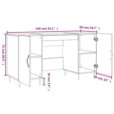 vidaXL Skrivbord svart 140x50x75 cm konstruerat trä