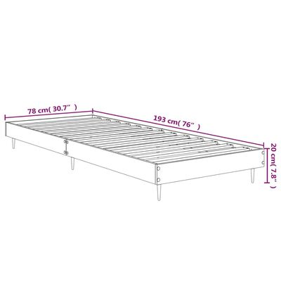 vidaXL Sängram vit högglans 75x190 cm konstruerad trä