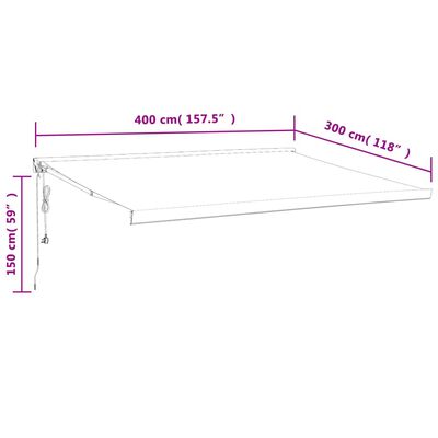 vidaXL Markis infällbar gul och vit 4x3 m tyg&aluminium