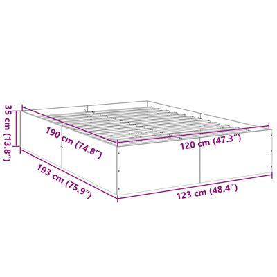 vidaXL Sängram rökfärgad ek 120x190 cm konstruerat trä