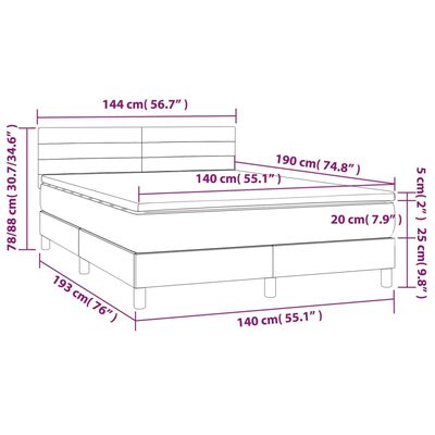 vidaXL Ramsäng med madrass & LED blå 140x190 cm tyg