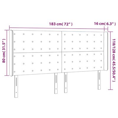 vidaXL Sänggavel med kanter vit 183x16x118/128 cm konstläder